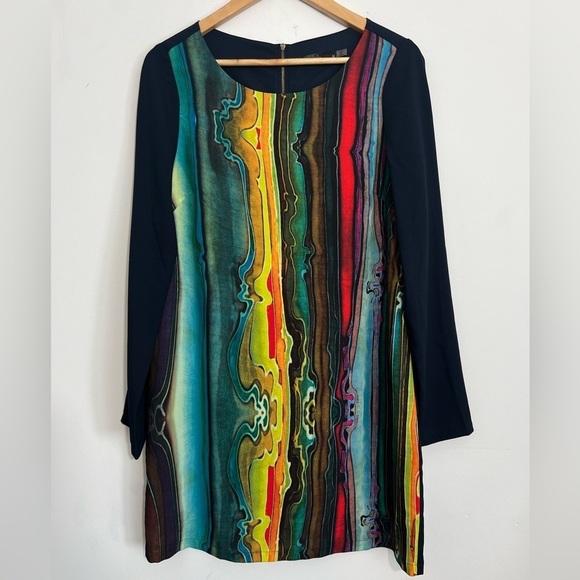 Women Prana Cece Medallion Abstract Lined Shift Dress M Multicolor Art to Wear - Picture 5 of 9